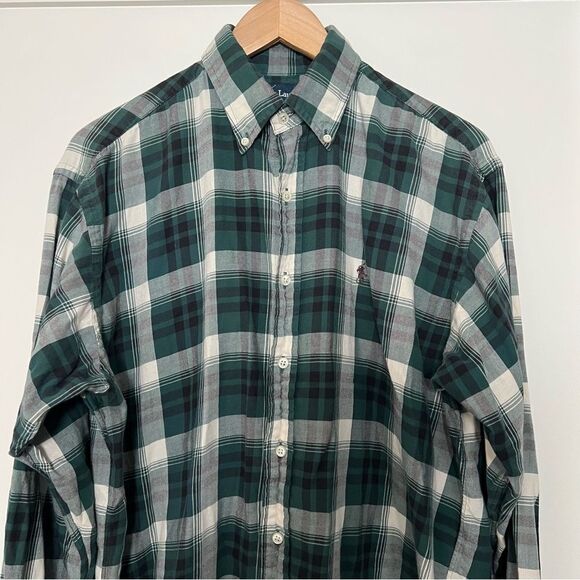 Ralph Lauren Shirt Mens Sz M Green Blaire Plaid Button Down Long Sleeve Cotton - Picture 2 of 12
